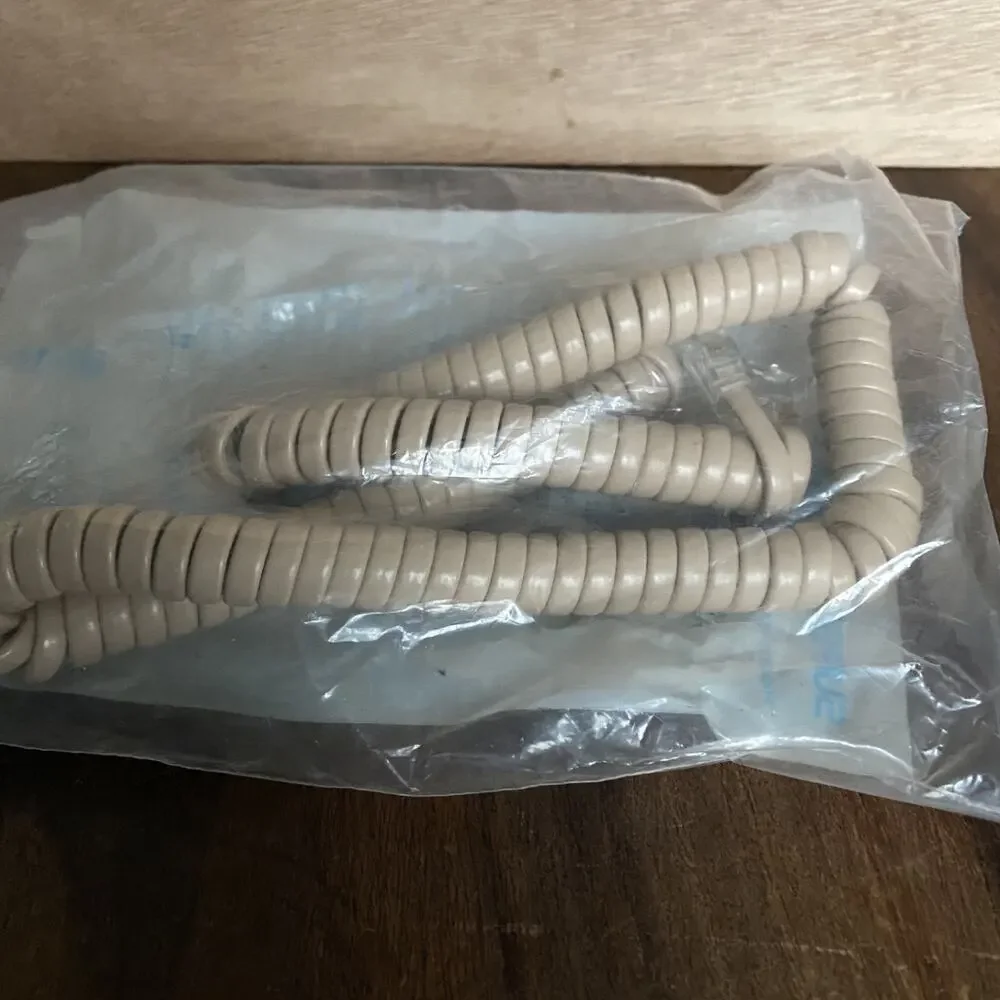 New Superior Cable Modular Spring Headset Phone Cord 12 Ft Beige H4DU Vintage
